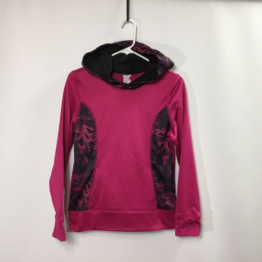 Danskin womens Hoodie junior hooded top pink‎ black Activewear size 14/16 XL